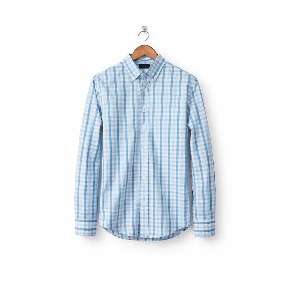 J.Crew Slim Fit Blue Plaid Button Down Shirt Mens Small Cotton Casual - Picture 1 of 9